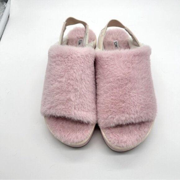 Tom’s pink furry Sofia slip on shoes. Size 8 - Picture 1 of 6
